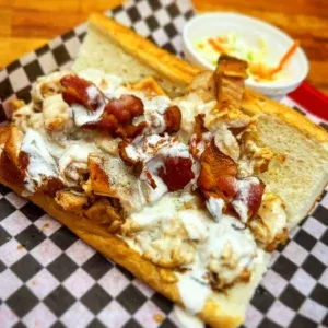 Chopped Chicken Breast Bacon Sandwich With Cole Slaw Side — Roger That Bbq © 2024 Rogerthat.com © 2025